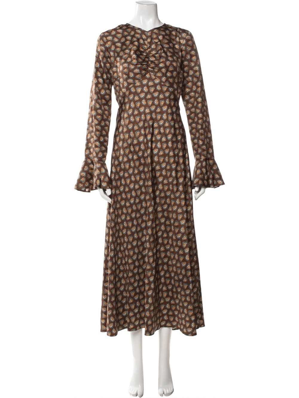 Doen Printed Long Sleeve Midi Dress XS
